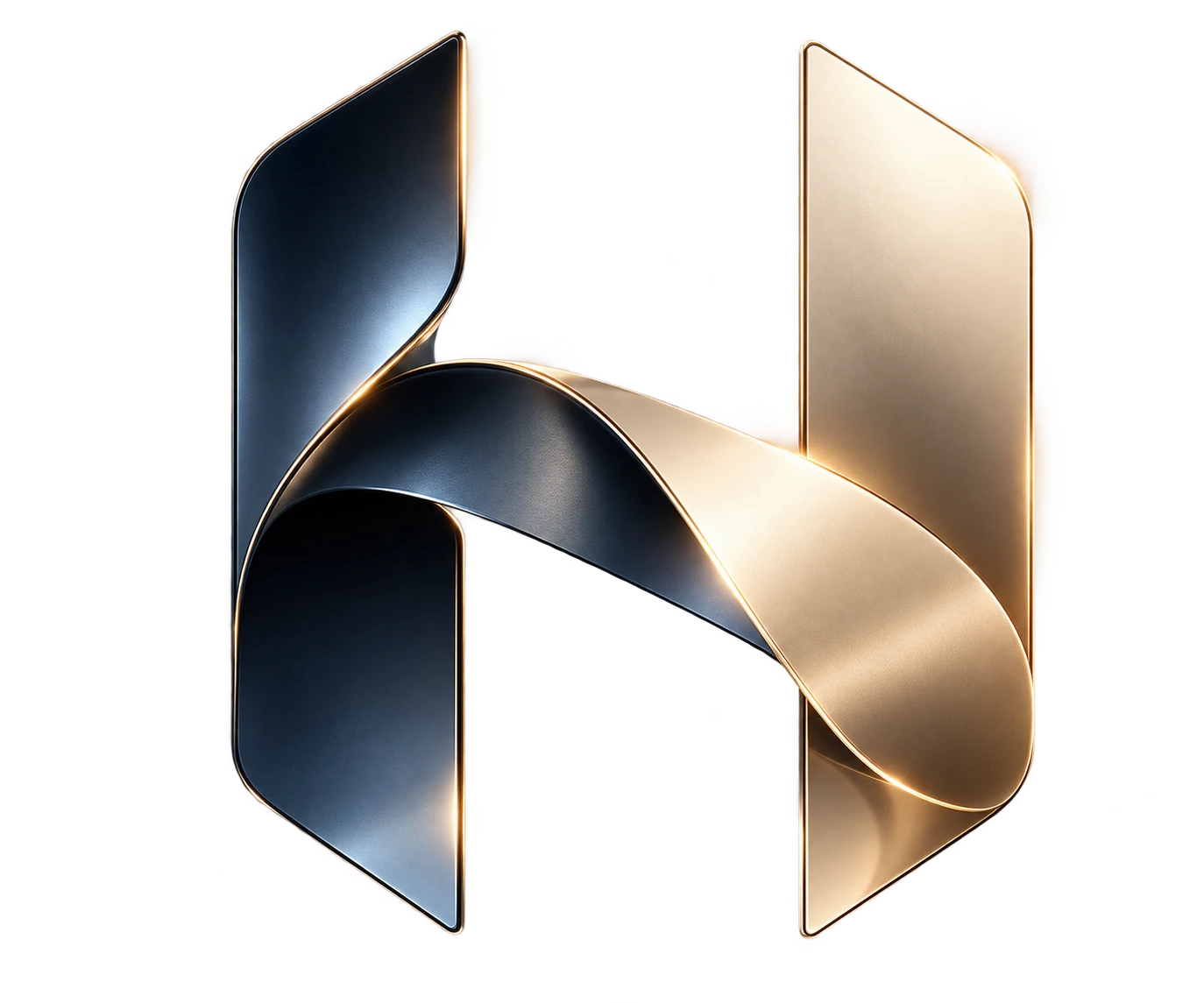 Heuristic sculptural navy and champagne H monogram